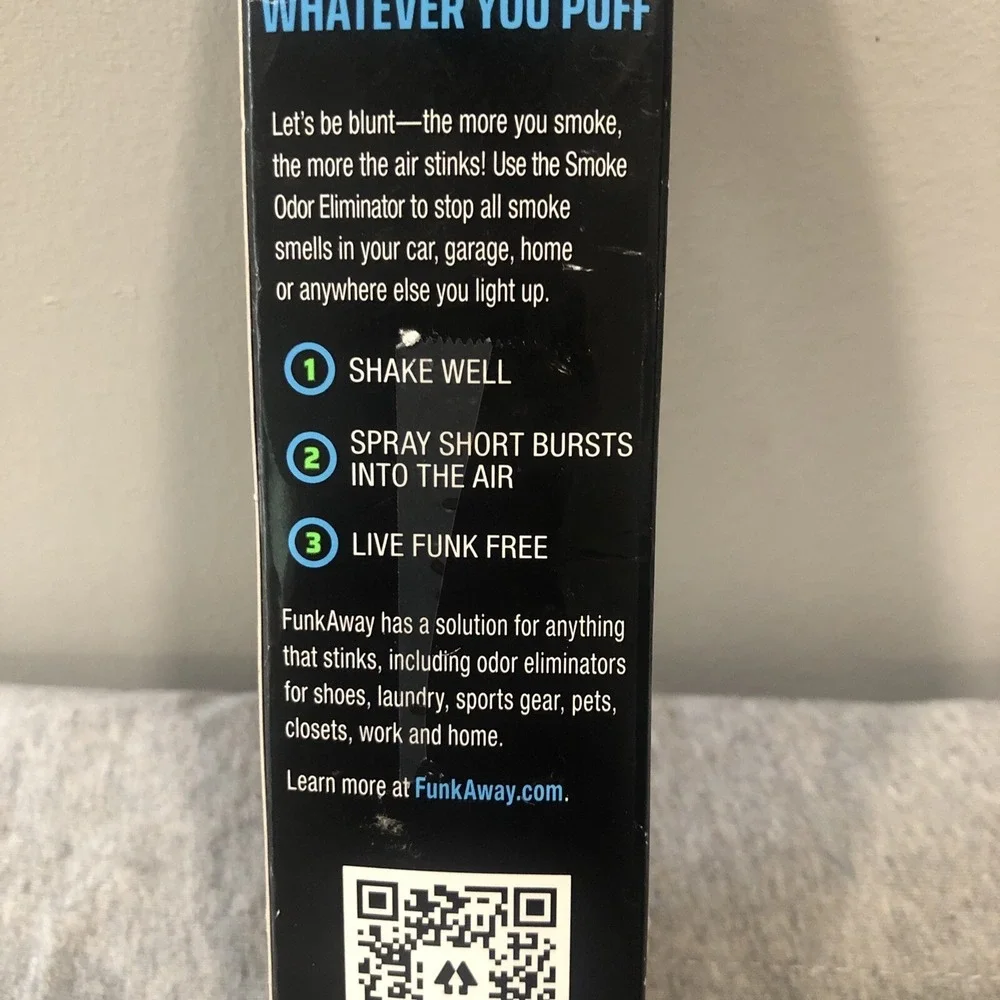 FunkAway Smoke Extreme Odor Eliminator Spray Shoes Pets Sports Gear Car 3.4 oz